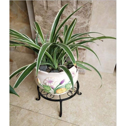 9" Rust Resistant Wrought Iron Metal Plant Pot Stand Black.