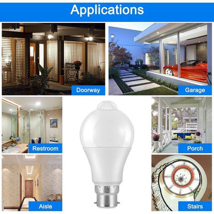 Motion Sensor Bulb B22 Bayonet LED, 12W, 1020Lm, Cool White 6000K, Cir 85, Waterproof Ip42 Energy Saving, Non-Dimmable,.