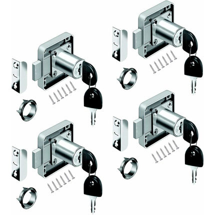 4 pcs Desk Drawer Lock, Cylinder Furniture Lock Use For Closing Cupboards, Drawer, Cabinet Ect, Thick And Durable.