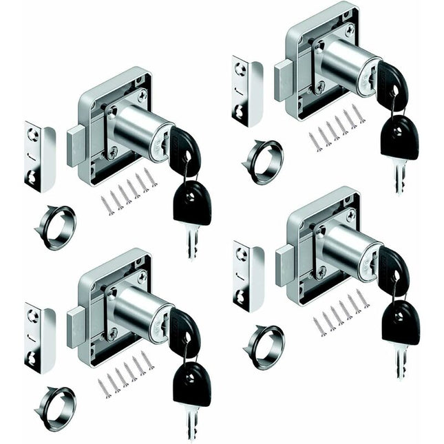 4 pcs Desk Drawer Lock, Cylinder Furniture Lock Use For Closing Cupboards, Drawer, Cabinet Ect, Thick And Durable.