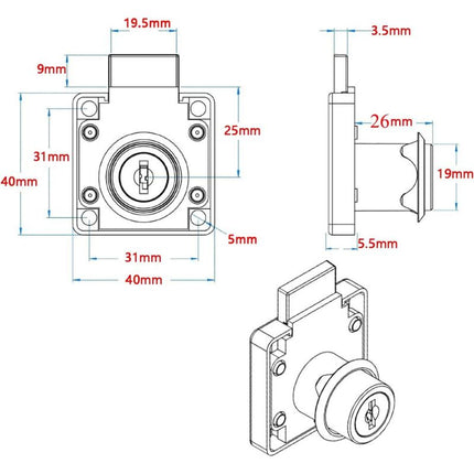 4 pcs Desk Drawer Lock, Cylinder Furniture Lock Use For Closing Cupboards, Drawer, Cabinet Ect, Thick And Durable.