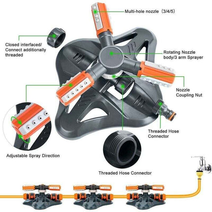 Garden Sprinkler, Automatic Garden Watering Irrigation System, Large Area Covering 360° ROtating Sprinkler For Lawn,.