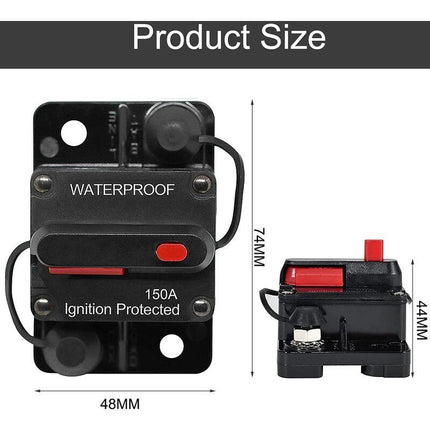 Car Circuit Breaker 30A - 150A, Dc 12V - 48V Waterproof Circuit Breaker With Manual Reset For Auto Car Marine Boat Bike.