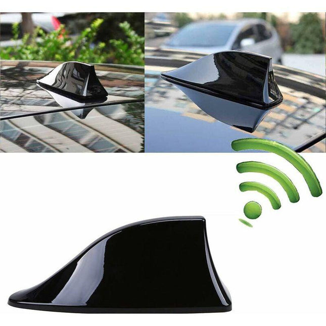 Universal Shark Fin Car Antenna - Fm/Am Radio Aerial With Waterproof Adhesive Base For Car Suv Truck Van (Black).