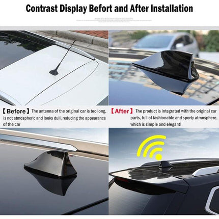 Universal Shark Fin Car Antenna - Fm/Am Radio Aerial With Waterproof Adhesive Base For Car Suv Truck Van (Black).