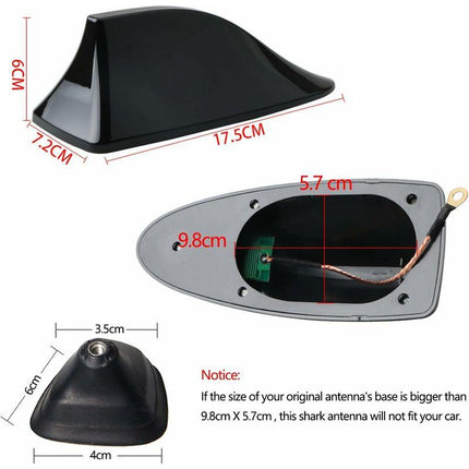 Universal Shark Fin Car Antenna - Fm/Am Radio Aerial With Waterproof Adhesive Base For Car Suv Truck Van (Black).