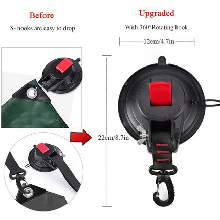 2 pcs Strong Car Anchor Suction Cups With Hook Fixing For Car Side Awning, Boat, Camping, Tarp, Tents, Luggage, Tarps.