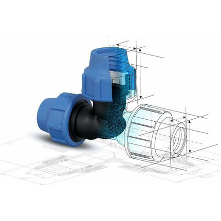 Water Pipe Tee Fittings, 25Mm X 25Mm X 25Mm, Pn16 Compression Pipe Fittings, Connectors Compatible With Pe80 And Pe100.