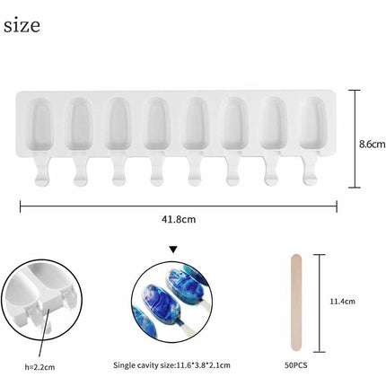 Silicone Ice Cream Molds, Magnum Cake Mold, 2 pcs+50 pcs Ice Cream Sticks, Homemade Popsicle Ice Cream, Bpa Free.