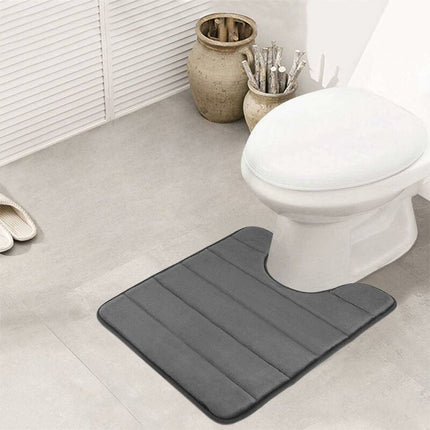 Non-Slip Memory Foam Toilet Mat With Cutout 50 X 60 Cm, Absorbent, Washable For Toilet, DArk Grey.