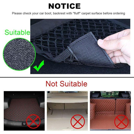 Car Trunk Storage Net, [4 pcs 40X25Cm] Pocket Organizers, Car Storage Net Bag With Elastic Magic Sticker For Car Luggage.