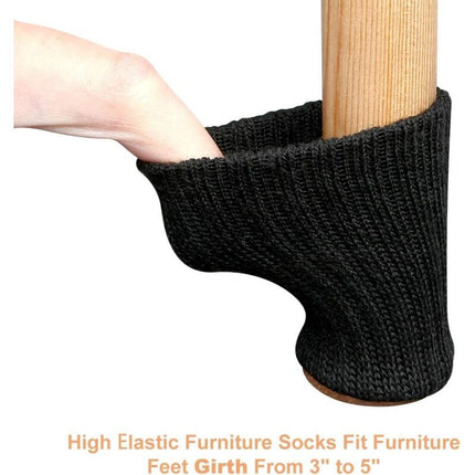 24 pcs Chair Leg Socks, Furniture Leg Caps, Non-Slip Chair Leg Pads For Fits 1"-2" Diameter Chair Legs, Black.