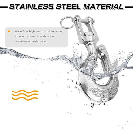 Heavy Duty Lifting Hook Load Towing Lifting Chain Safety Hook Winch Trailer Steel Clevis Safety Latch Lifting Stainless.