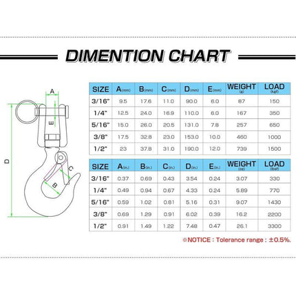 Heavy Duty Lifting Hook Load Towing Lifting Chain Safety Hook Winch Trailer Steel Clevis Safety Latch Lifting Stainless.