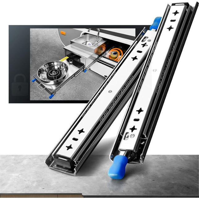 Heavy Duty Drawer Slide With Lock Fixing Drawer Slide 120Kg Load Capacity Ball Bearing 1 Pair (30Cm).