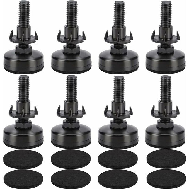 8 pcs Adjustable Furniture Straightener Feet, Adjusting Screws, Adjusting Feet With Push-In Nut For Wooden Furniture.