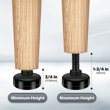 8 pcs Adjustable Furniture Straightener Feet, Adjusting Screws, Adjusting Feet With Push-In Nut For Wooden Furniture.
