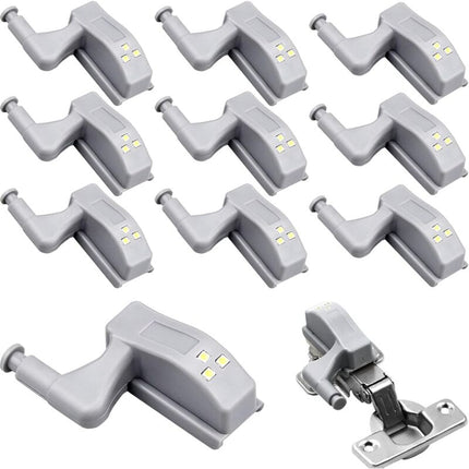 10 pcs Universal Hinge Lights Cabinet Light Warm White Color 12V 23A Battery For Kitchen Home Furniture Wardrobe.