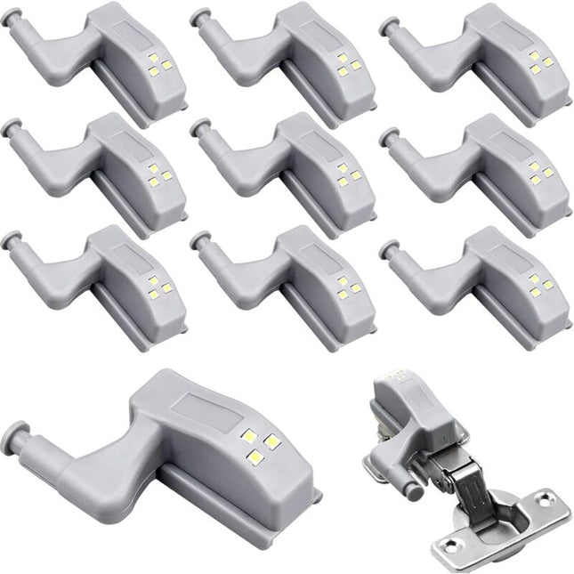 10 pcs Universal Hinge Lights Cabinet Light Warm White Color 12V 23A Battery For Kitchen Home Furniture Wardrobe.