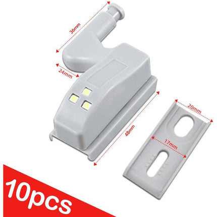10 pcs Universal Hinge Lights Cabinet Light Warm White Color 12V 23A Battery For Kitchen Home Furniture Wardrobe.