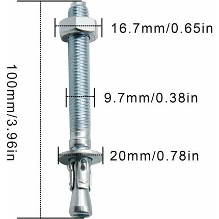 Anchor Plugs, 10 pcs M10/10Mm Galvanized Heavy Duty Anchors, Galvanized Metal Anchors, For Balustrades, Curtain Walls,.