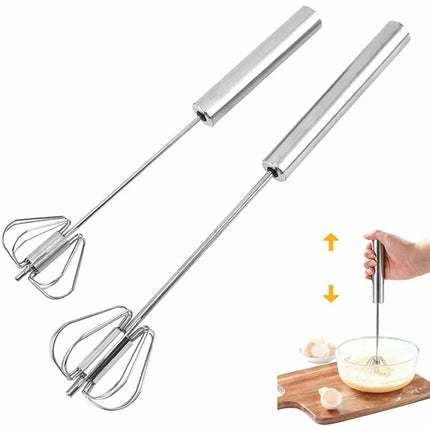2 Egg Beaters, Multifunctional Semi-Automatic Hand Held Stainless Steel Whisk, Milk Frother, ROtating Beater For.