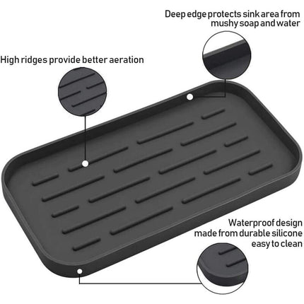 Silicone Draining Mat - Sink Organizer For Sponges, Brushes, Soap, Wine Glass Dry Mat, Non-Slip Sponge/Sink Holder.