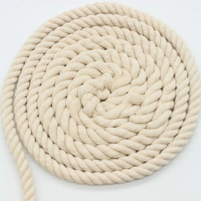 100% Cotton Twisted Soft Cord For Macrame, Knitting, Wall Hangings, Crafts - 10M X 10Mm.