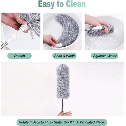 Duster, Telescopic Duster, Microfiber Duster With Stainless Steel Handle, Washable Duster Perfect For Removing Dust In.