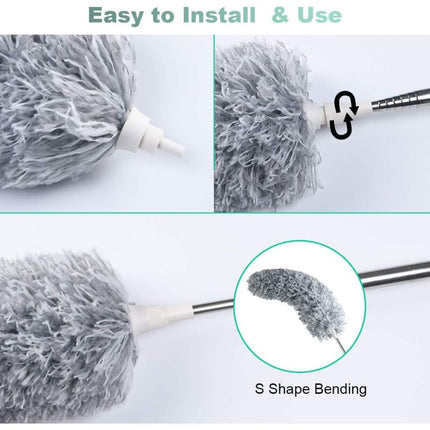 Duster, Telescopic Duster, Microfiber Duster With Stainless Steel Handle, Washable Duster Perfect For Removing Dust In.