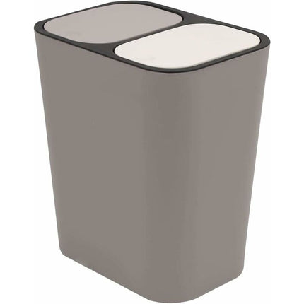 Double Recycling Trash Bin Storage Box Container Rectangle Plastic Push Button Dual Compartment For Kitchen Office Home.