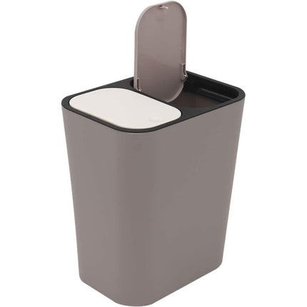 Double Recycling Trash Bin Storage Box Container Rectangle Plastic Push Button Dual Compartment For Kitchen Office Home.