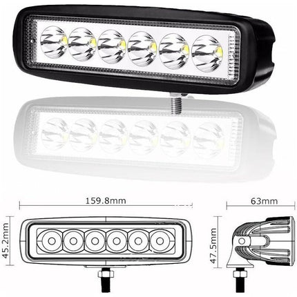2 X 6" 18W LED Work Light Bar Spot Off ROad Truck Suv 4Wd Driving Fog Lamps(2X18 Fgb-Spot).