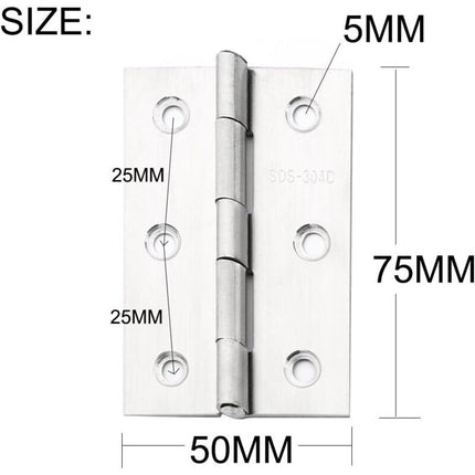 10 pcs Stainless Steel Home Furniture Hardware Door Hinge Long 75Mm X 50Mm.