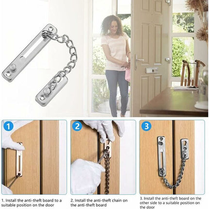 Security Door Chain Anti-Theft Door Lock Stainless Steel Door Chain Lock Sliding Door Restrictor With 4 Screws For.