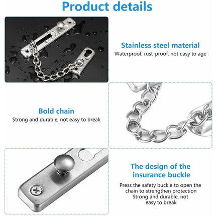 Security Door Chain Anti-Theft Door Lock Stainless Steel Door Chain Lock Sliding Door Restrictor With 4 Screws For.