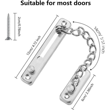 Security Door Chain Anti-Theft Door Lock Stainless Steel Door Chain Lock Sliding Door Restrictor With 4 Screws For.