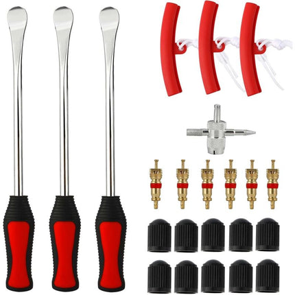 Tire Lever 23 Suits, 3 Tire Levers, 3 Wheel Rim Protectors Tool Kit 10 Tire Valve Caps And Caps For Motorcycle Bike.