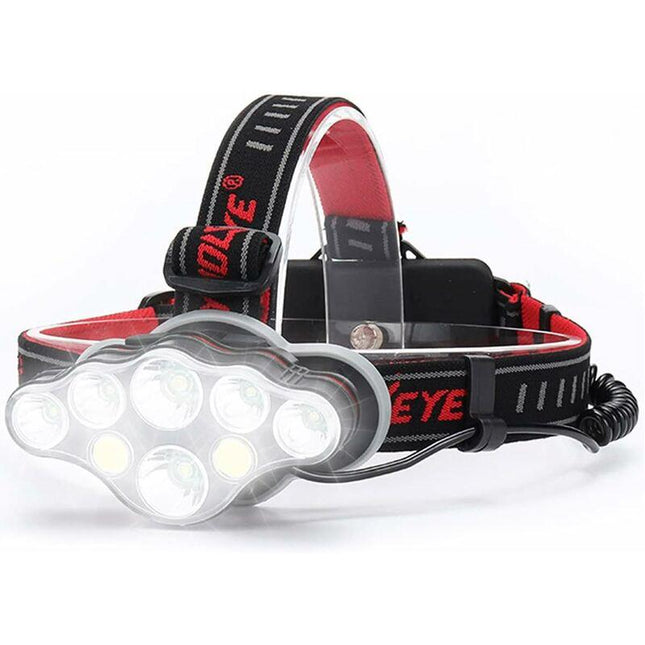 Powerful Rechargeable Headlamp, 18000 Lumen 8 Modes LED Headlamp Powerful Headlamp Hands-Free Lamp For Camping, Ipx5.