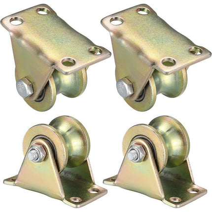 4 pcs Lifting Pulley, U-Groove Caster, Lifting Caster, Groove Wheel Cable Pulleys For ROpes Rail Gate Sliding (U-Groove.