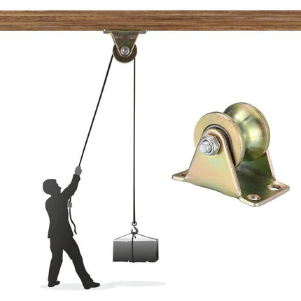 4 pcs Lifting Pulley, U-Groove Caster, Lifting Caster, Groove Wheel Cable Pulleys For ROpes Rail Gate Sliding (U-Groove.