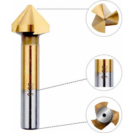 Countersink Metal Wood, Titanium Drill Bit Metal Chamfer Hss 90 Degree 6.3Mm, 8.3Mm, 10.4Mm, 12.4Mm, 16.5Mm, 20.5Mm.