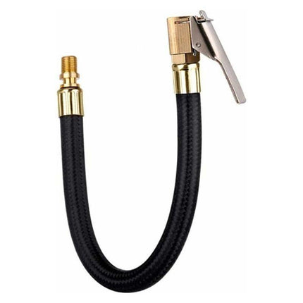 Tire Inflator Pump Hose, Motorcycle Valve Air Rubber Hose Lock-On Tire Chuck With Clip For Motorcycle Car Bike Hose.