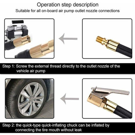 Tire Inflator Pump Hose, Motorcycle Valve Air Rubber Hose Lock-On Tire Chuck With Clip For Motorcycle Car Bike Hose.