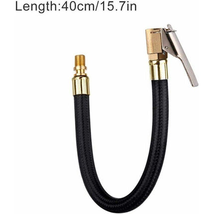 Tire Inflator Pump Hose, Motorcycle Valve Air Rubber Hose Lock-On Tire Chuck With Clip For Motorcycle Car Bike Hose.