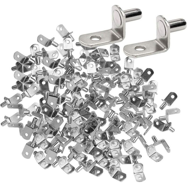 50 pcs 6Mm Nickel Plated Metal Shelf Support Pegs L Shape Corner Brace Bracket For Wood Or Glass Shelf For Furniture.