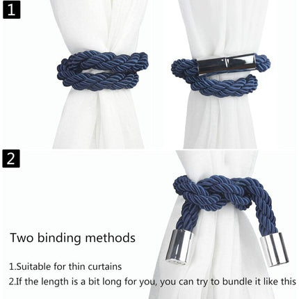 Magnetic Curtain Tiebacks, 2 Pack Modern Simplicity Curtain ROpe Tiebacks With Strong Magnet, Braided ROpe Curtain.