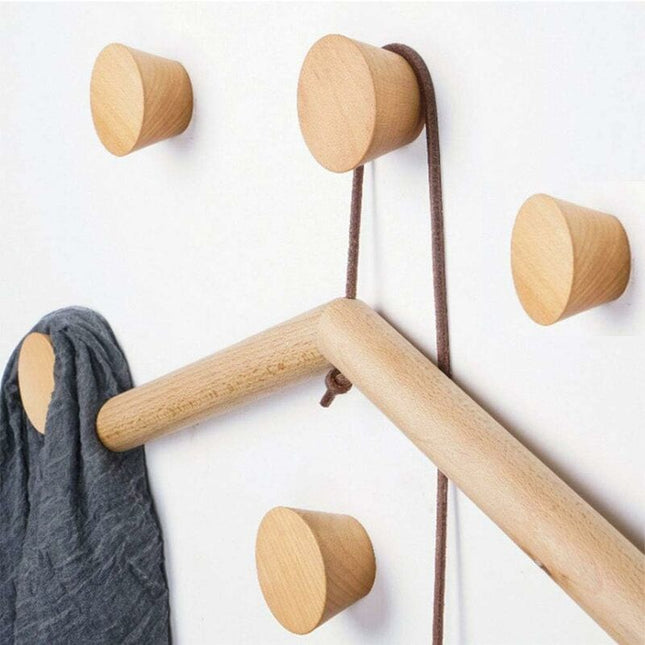 Wooden Wall Hook ROund Coat Rack, 5 Pieces Natural Wood Coat Hook Vintage Decorative Natural Wood Branch Decorative.