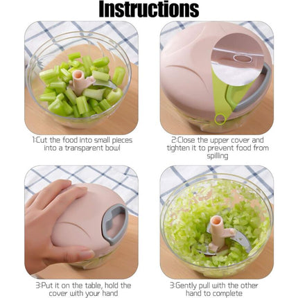 Manual Onion Chopper, 3-Blade Garlic Press, For Onion Salad, Pesto, Parsley, Sausage/Nut Cutting Machine, Vanilla, Baby.