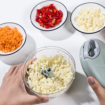 Manual Onion Chopper, 3-Blade Garlic Press, For Onion Salad, Pesto, Parsley, Sausage/Nut Cutting Machine, Vanilla, Baby.